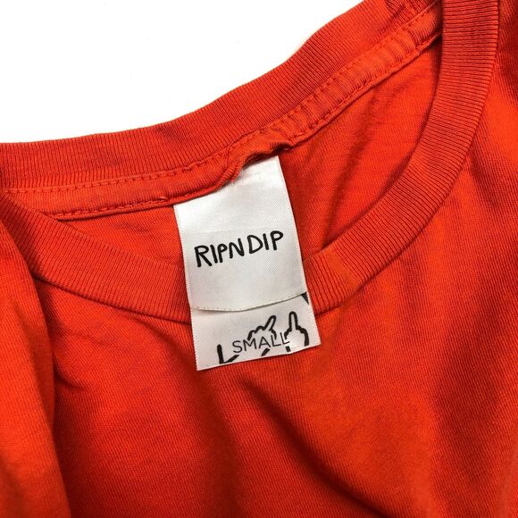 Rip N Dip Lord Nermal Cat Pocket Tee Shirt Orange Small S Slim Fit B11 - Picture 5 of 6
